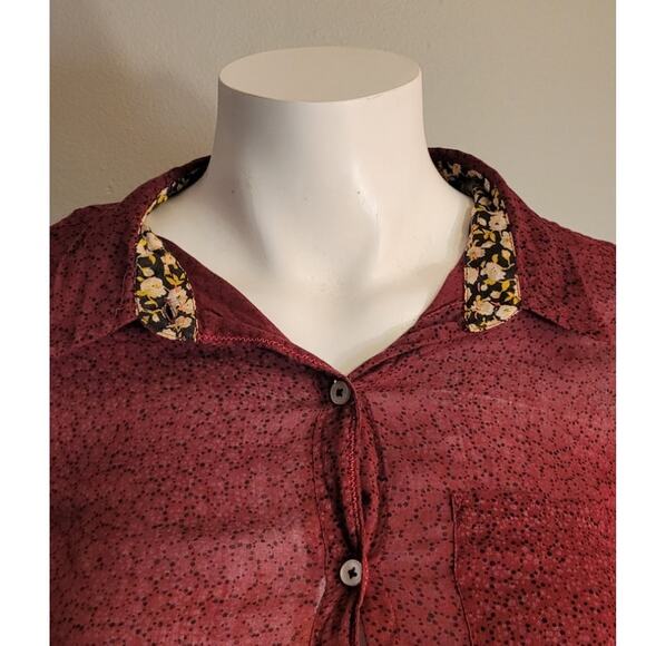 Holding Horses Anthropologie Floral Print Blouse Sz 4 Peplum Ruffle Castlecore - Picture 2 of 10
